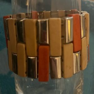 Stretchy Bracelet Orange Silver